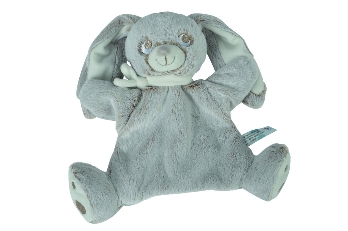  louis handpuppet rabbit grey white scarf 